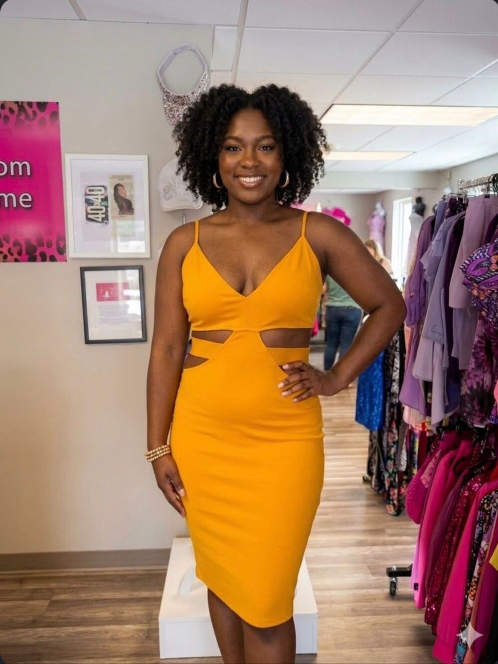 Plus Size Mustard Cut Out Dress